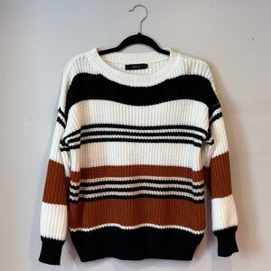 Zesica Sweater Women's Small Long Sleeve Crew Neck Oversized Striped